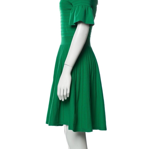 New Ted BAKER BARDOT DRESS,GREEN, SIZE:2,FRILL KNITTED SKATER,HOLIDAY DRESS - Picture 2 of 7